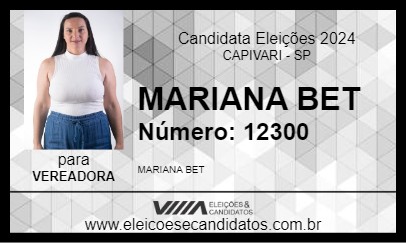 Candidato MARIANA BET 2024 - CAPIVARI - Eleições