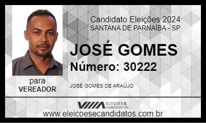 Candidato JOSÉ GOMES 2024 - SANTANA DE PARNAÍBA - Eleições