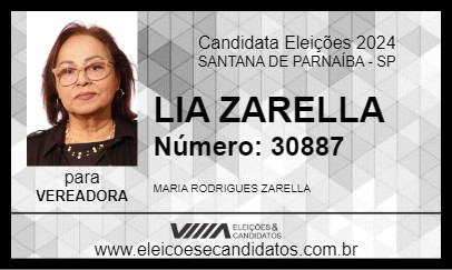 Candidato LIA ZARELLA 2024 - SANTANA DE PARNAÍBA - Eleições