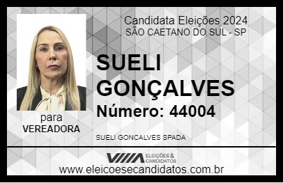 Candidato SUELI GONÇALVES 2024 - SÃO CAETANO DO SUL - Eleições