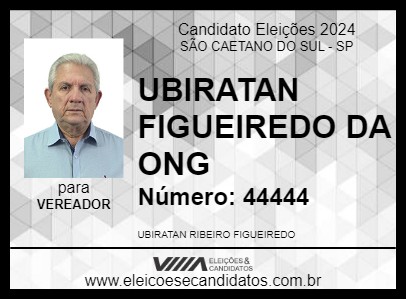 Candidato UBIRATAN FIGUEIREDO DA ONG 2024 - SÃO CAETANO DO SUL - Eleições