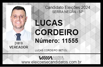 Candidato LUCAS CORDEIRO 2024 - SERRA NEGRA - Eleições