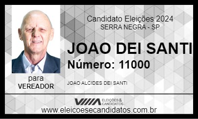 Candidato JOAO DEI SANTI 2024 - SERRA NEGRA - Eleições