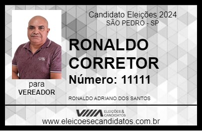 Candidato RONALDO CORRETOR 2024 - SÃO PEDRO - Eleições