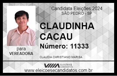 Candidato CLAUDINHA CACAU 2024 - SÃO PEDRO - Eleições