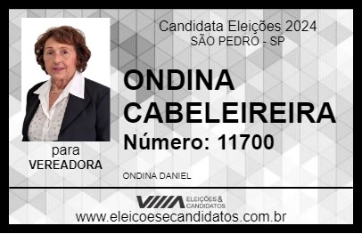 Candidato ONDINA CABELEIREIRA 2024 - SÃO PEDRO - Eleições