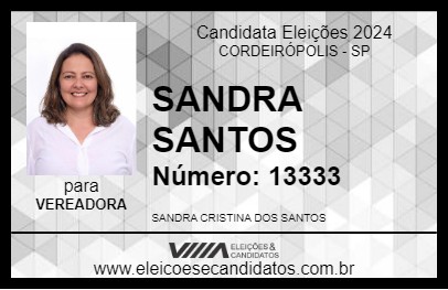 Candidato SANDRA SANTOS 2024 - CORDEIRÓPOLIS - Eleições