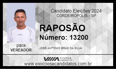 Candidato RAPOSÃO 2024 - CORDEIRÓPOLIS - Eleições