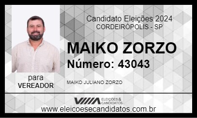 Candidato MAIKO ZORZO 2024 - CORDEIRÓPOLIS - Eleições