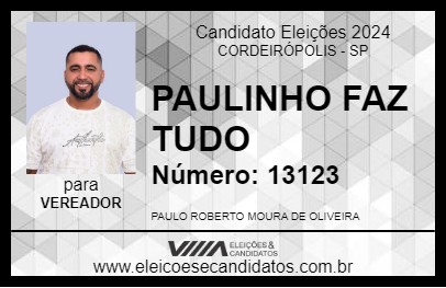 Candidato PAULINHO FAZ TUDO 2024 - CORDEIRÓPOLIS - Eleições