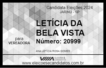 Candidato LETÍCIA DA BELA VISTA 2024 - JARINU - Eleições