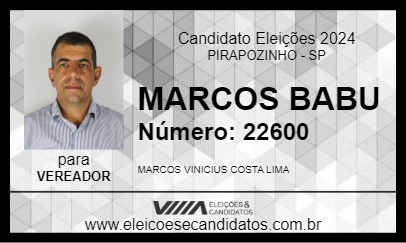 Candidato MARCOS BABU 2024 - PIRAPOZINHO - Eleições