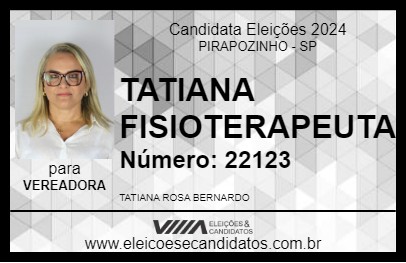 Candidato TATIANA  FISIOTERAPEUTA 2024 - PIRAPOZINHO - Eleições