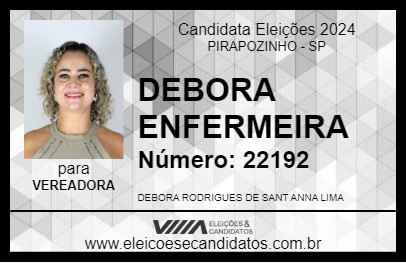 Candidato DEBORA ENFERMEIRA 2024 - PIRAPOZINHO - Eleições