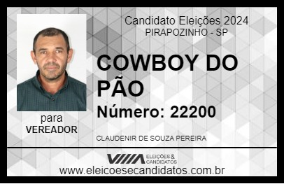 Candidato COWBOY DO PÃO 2024 - PIRAPOZINHO - Eleições