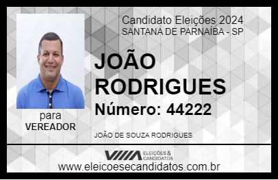 Candidato JOÃO RODRIGUES 2024 - SANTANA DE PARNAÍBA - Eleições