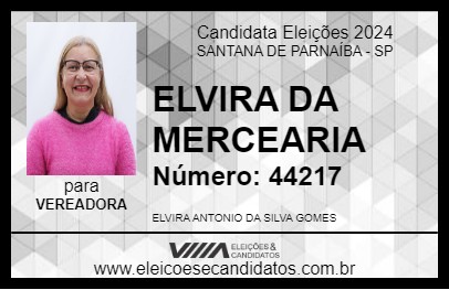 Candidato ELVIRA DA MERCEARIA 2024 - SANTANA DE PARNAÍBA - Eleições