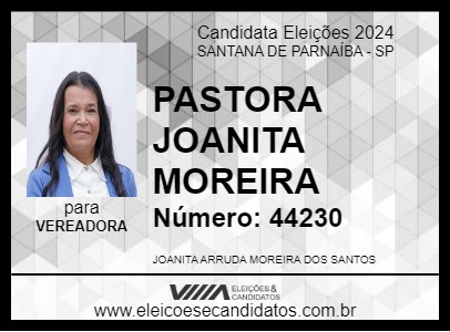 Candidato PASTORA JOANITA MOREIRA 2024 - SANTANA DE PARNAÍBA - Eleições