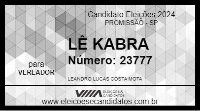 Candidato LÊ KABRA 2024 - PROMISSÃO - Eleições