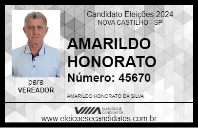 Candidato AMARILDO HONORATO 2024 - NOVA CASTILHO - Eleições