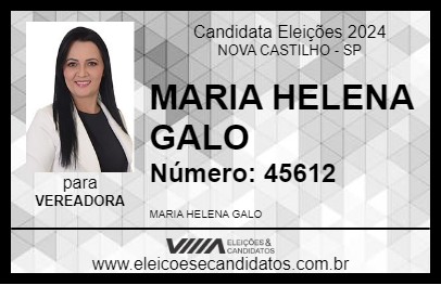 Candidato MARIA HELENA GALO 2024 - NOVA CASTILHO - Eleições