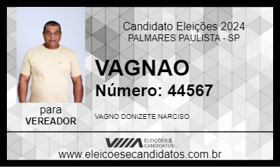 Candidato VAGNAO 2024 - PALMARES PAULISTA - Eleições