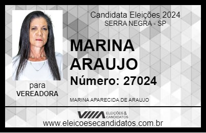 Candidato MARINA ARAUJO 2024 - SERRA NEGRA - Eleições