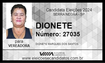 Candidato DIONETE 2024 - SERRA NEGRA - Eleições