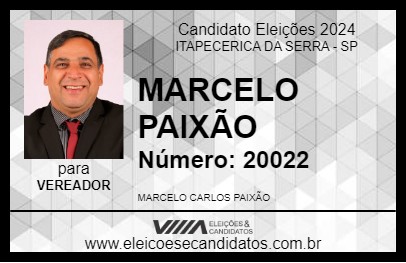 Candidato MARCELO PAIXÃO 2024 - ITAPECERICA DA SERRA - Eleições