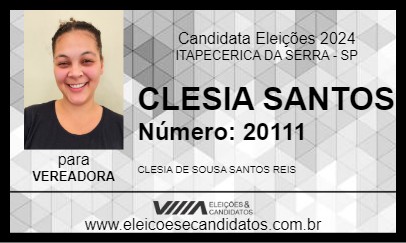 Candidato CLESIA SANTOS 2024 - ITAPECERICA DA SERRA - Eleições