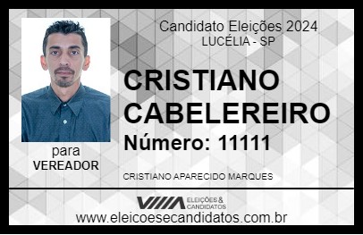 Candidato CRISTIANO CABELEREIRO 2024 - LUCÉLIA - Eleições