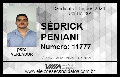 Candidato SÉDRYK PENIANI 2024 - LUCÉLIA - Eleições