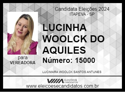 Candidato LUCINHA WOOLCK DO AQUILES 2024 - ITAPEVA - Eleições