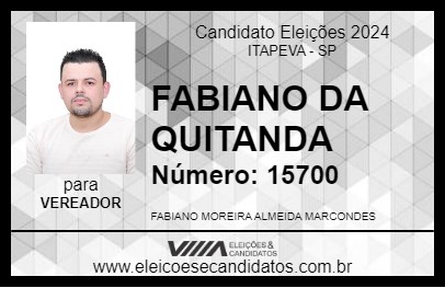 Candidato FABIANO DA QUITANDA 2024 - ITAPEVA - Eleições