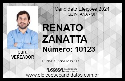 Candidato RENATO ZANATTA 2024 - QUINTANA - Eleições