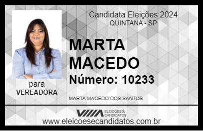 Candidato MARTA MACEDO 2024 - QUINTANA - Eleições