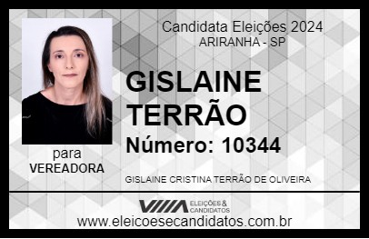 Candidato GISLAINE TERRÃO 2024 - ARIRANHA - Eleições