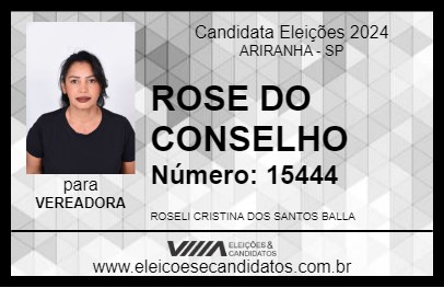 Candidato ROSE CONSELHEIRA 2024 - ARIRANHA - Eleições