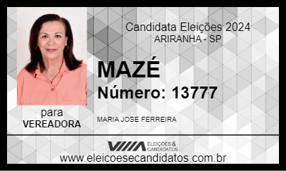 Candidato MAZÉ 2024 - ARIRANHA - Eleições