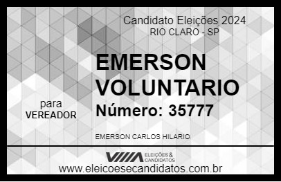 Candidato EMERSON VOLUNTARIO 2024 - RIO CLARO - Eleições