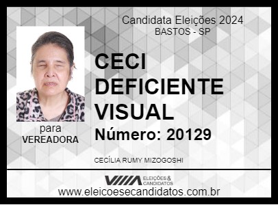 Candidato CECI DEFICIENTE VISUAL 2024 - BASTOS - Eleições