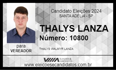 Candidato THALYS LANZA 2024 - SANTA ADÉLIA - Eleições