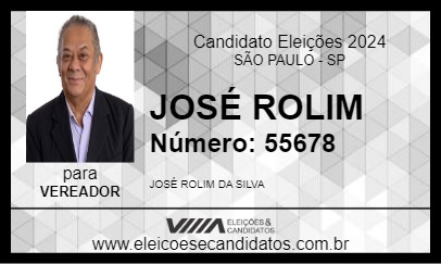 Candidato JOSÉ ROLIM 2024 - SÃO PAULO - Eleições