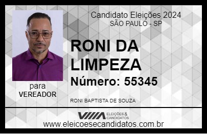 Candidato RONI DA LIMPEZA 2024 - SÃO PAULO - Eleições