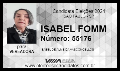 Candidato ISABEL FOMM 2024 - SÃO PAULO - Eleições