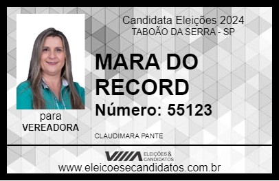 Candidato MARA DO RECORD 2024 - TABOÃO DA SERRA - Eleições