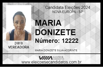 Candidato MARIA DONIZETE 2024 - NOVA EUROPA - Eleições