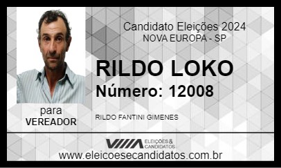 Candidato RILDO LOKO 2024 - NOVA EUROPA - Eleições