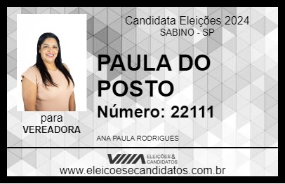 Candidato PAULA DO POSTO 2024 - SABINO - Eleições