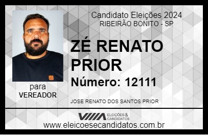 Candidato ZÉ RENATO PRIOR 2024 - RIBEIRÃO BONITO - Eleições